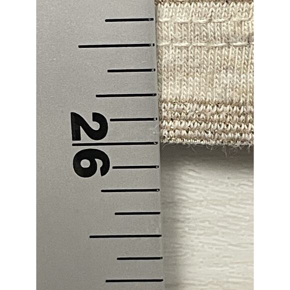 Gap Shirt Womens Small Oatmeal Stripe 3/4 Sleeve Crewneck Metallic Casual Top - Picture 4 of 10